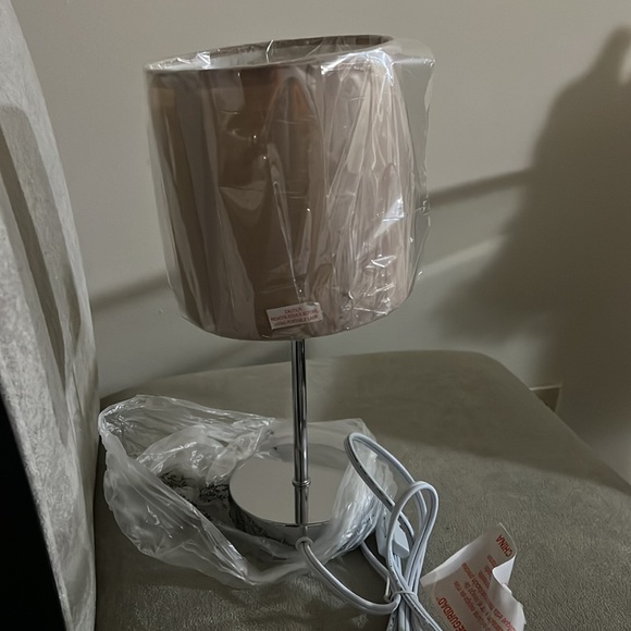 Simple Designs Chrome Mini Basic Table Lamp with Fabric Shade 2 Pack Set - Picture 2 of 2